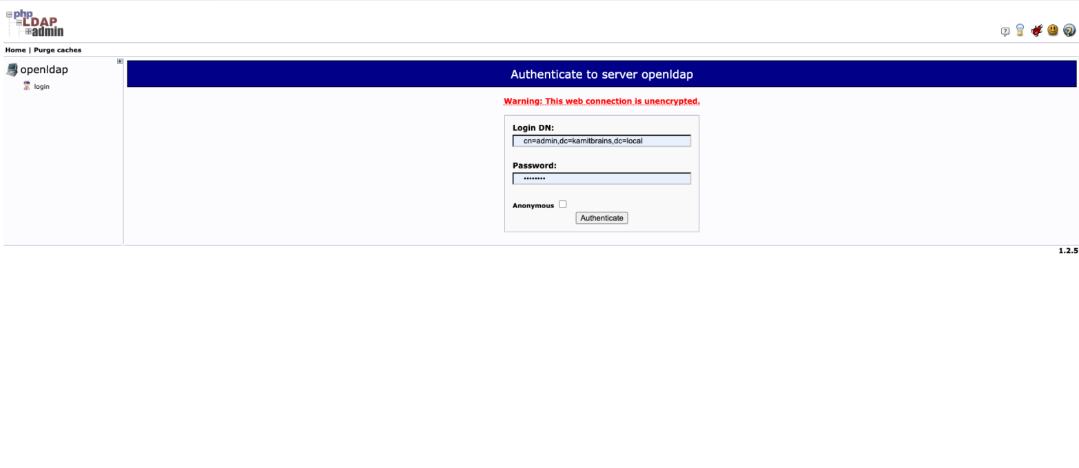Page de connexion phpLDAPadmin avec le DN admin