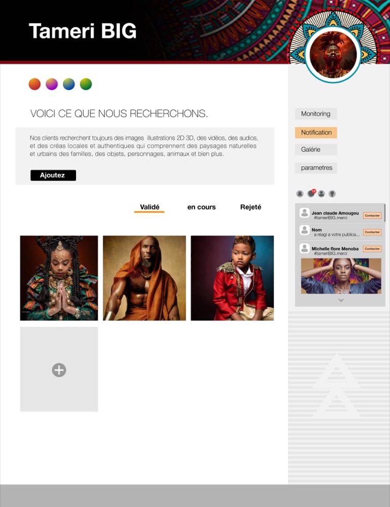 Maquette UI initiale — validation des contenus
